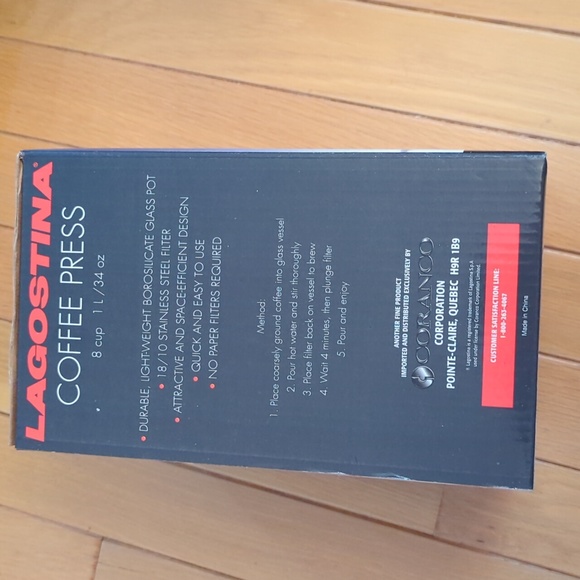 Lagostina 8 cup Coffee Press French Press - Picture 2 of 2